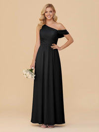 One Shoulder Pleated Chiffon Bridesmaid Dresses