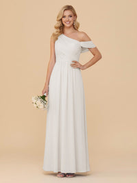 One Shoulder Pleated Chiffon Bridesmaid Dresses