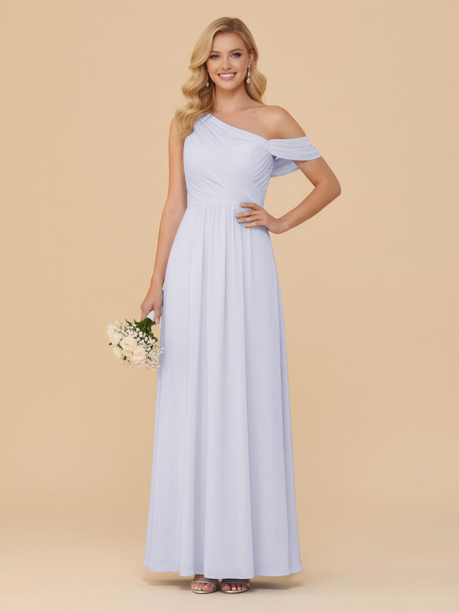 One Shoulder Pleated Chiffon Bridesmaid Dresses