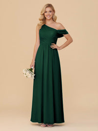 One Shoulder Pleated Chiffon Bridesmaid Dresses