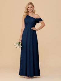 One Shoulder Pleated Chiffon Bridesmaid Dresses