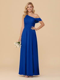 One Shoulder Pleated Chiffon Bridesmaid Dresses