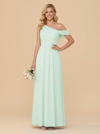 One Shoulder Pleated Chiffon Bridesmaid Dresses