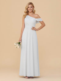 One Shoulder Pleated Chiffon Bridesmaid Dresses