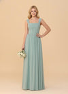 Spaghetti Straps A Line Chiffon Bridesmaid Dresses