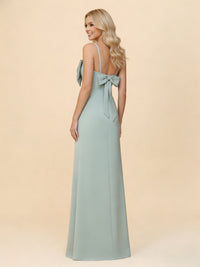 Spaghetti Straps Satin Bridesmaid Dresses with Bow