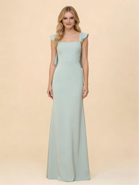 Spaghetti Straps Sheath Satin Bridesmaid Dresses