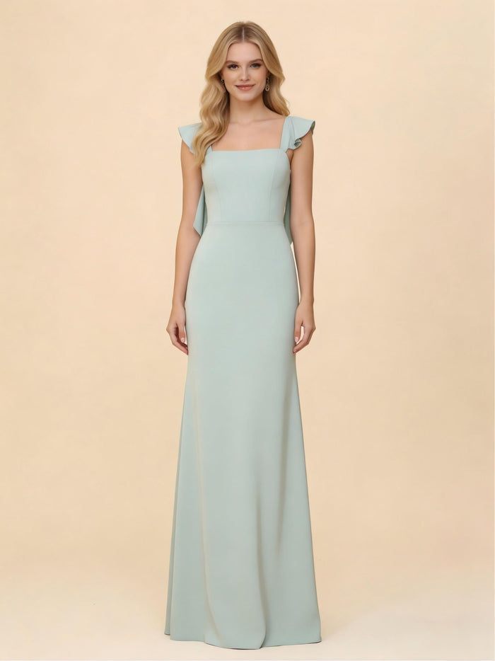 Spaghetti Straps Sheath Satin Bridesmaid Dresses