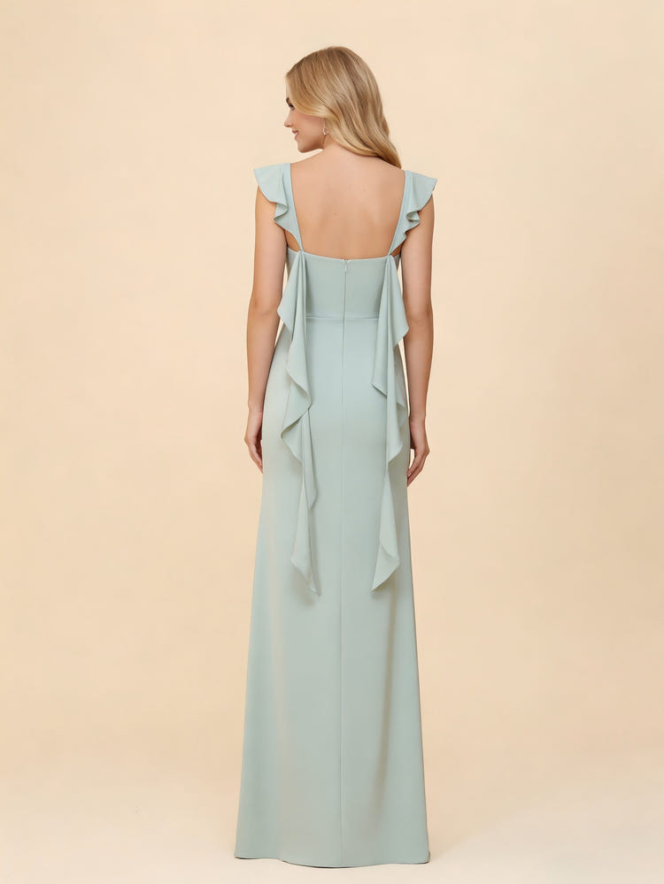 Spaghetti Straps Sheath Satin Bridesmaid Dresses