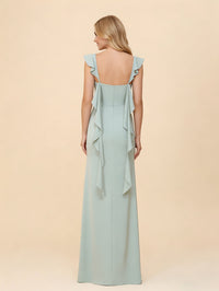 Spaghetti Straps Sheath Satin Bridesmaid Dresses