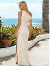 Satin Sheath One Shoulder Side Slit Bridesmaid Dresses