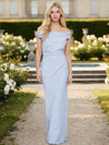 Satin Mermaid Off the Shoulder Pleated Bridesmaid Dresses