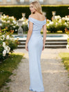 Satin Mermaid Off the Shoulder Pleated Bridesmaid Dresses