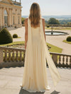 Chiffon Strapless Side Slit Bridesmaid Dresses with Scarf