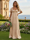 Satin Sweetheart Pleated Bridesmaid Dresses with Flutter Sleeves