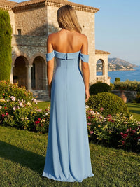Jersey Off the Shoulder Bridesmaid Dresses with Slit