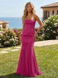 Satin Chiffon Strapless Mermaid Bridesmaid Dresses