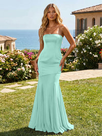 Satin Chiffon Strapless Mermaid Bridesmaid Dresses