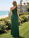 Satin One Shoulder Bridesmaid Dresses with Slit