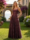 Floral Chiffon Bridesmaid Dresses with Pockts