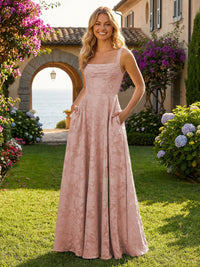 Floral Chiffon Bridesmaid Dresses with Pockts