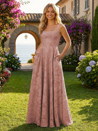 Floral Chiffon Bridesmaid Dresses with Pockts