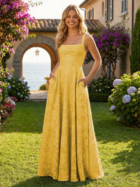 Floral Chiffon Bridesmaid Dresses with Pockts