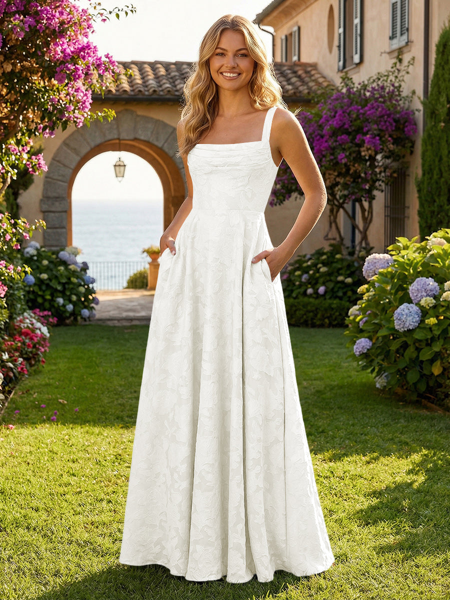 Floral Chiffon Bridesmaid Dresses with Pockts