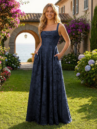 Floral Chiffon Bridesmaid Dresses with Pockts