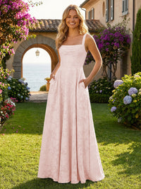 Floral Chiffon Bridesmaid Dresses with Pockts