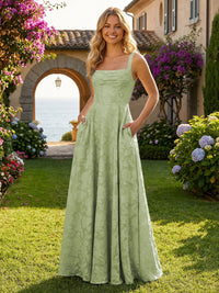 Floral Chiffon Bridesmaid Dresses with Pockts