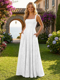Floral Chiffon Bridesmaid Dresses with Pockts