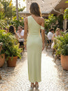 Satin Off the Shoulder Bridesmaid Dresses with Slit
