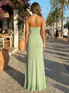 Chiffon Halter Bridesmaid Dresses with Slit