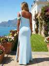 Jersey Sheath One Shoulder Pleated Bridesmaid Dresses