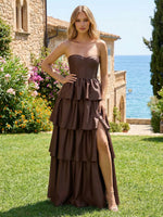 Satin A Line Sweetheart Tiered Bridesmaid Dresses
