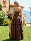 Satin A Line Sweetheart Tiered Bridesmaid Dresses