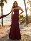 Satin Sheath Strapless  Bridesmaid Dresses