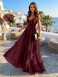 Chiffon A Line Spaghetti Straps Irregular Bridesmaid Dresses