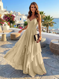 Chiffon A Line Spaghetti Straps Irregular Bridesmaid Dresses