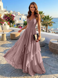 Chiffon A Line Spaghetti Straps Irregular Bridesmaid Dresses