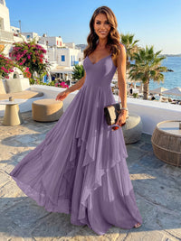 Chiffon A Line Spaghetti Straps Irregular Bridesmaid Dresses