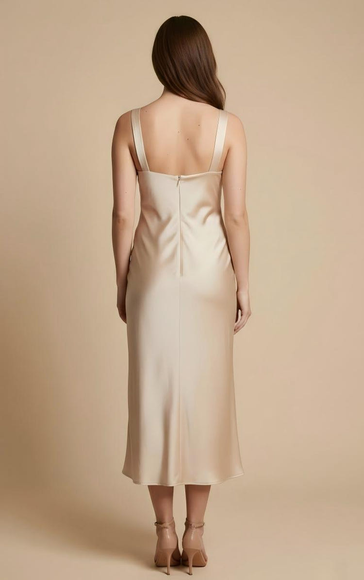 Satin Sheath Square Neck Simple Formal Dresses