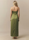 Satin Sheath Spaghetti Straps Slit Formal Dresses