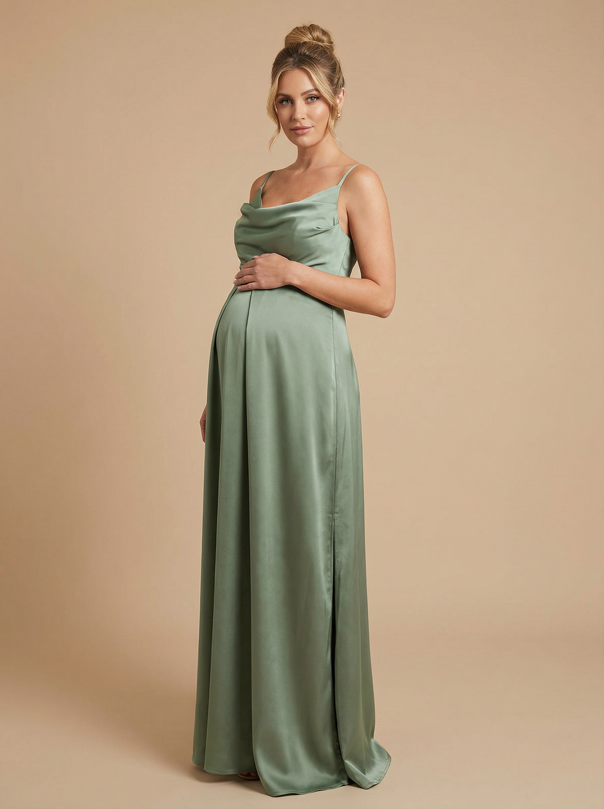 Satin A Line Spaghetti Straps Simple Formal Dresses