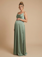 Satin A Line Spaghetti Straps Simple Formal Dresses