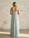 Satin A Line Strapless Simple Formal Dresses
