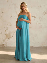 Satin A Line Strapless Simple Formal Dresses