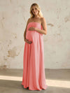 Satin A Line Strapless Simple Formal Dresses