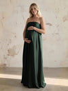 Satin A Line Strapless Simple Formal Dresses